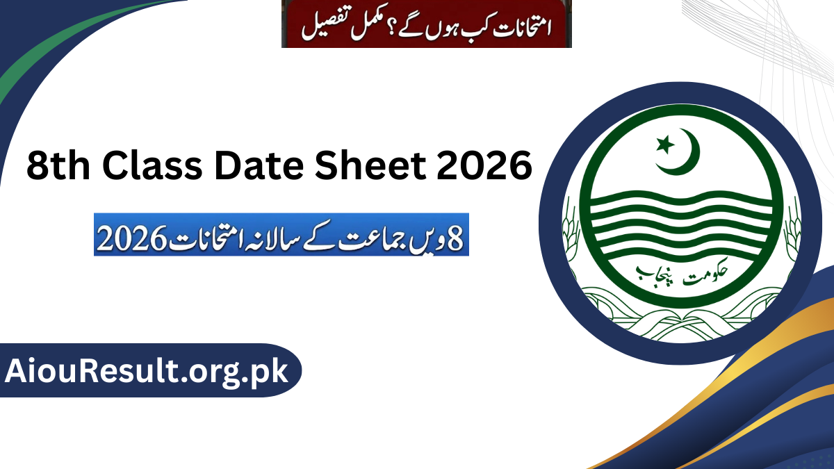 8th Class Date Sheet 2026 Annual Examinations All Punjab Board
