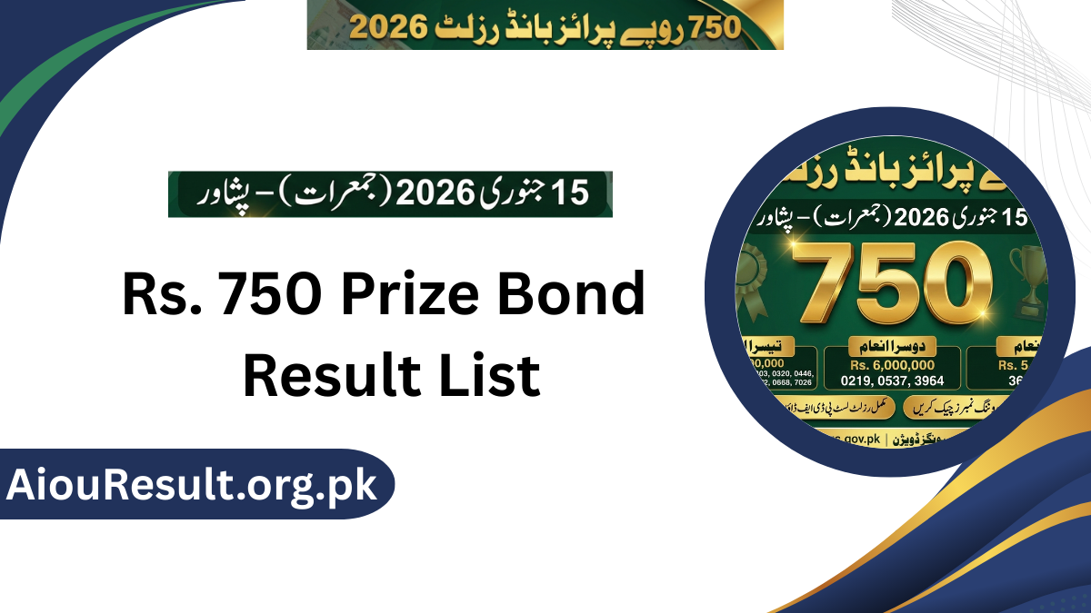 Rs. 750 Prize Bond Result List 2026 15 January Today (Peshawar)